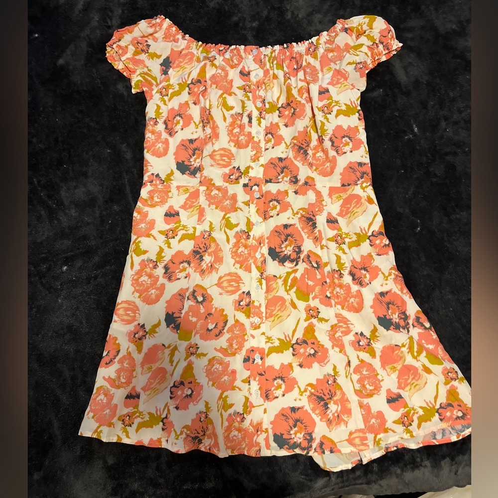 Free People Pink and White Mini Floral Dress Size 12